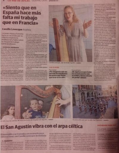 Accede a los artículos de prensa dedicados a la arpista e intérprete Camille Levecque